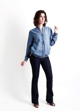 Jaqueta jeans feminina bomber