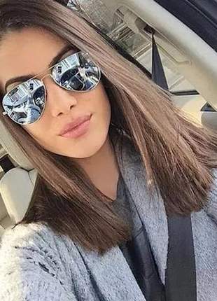 Óculos escuros de mulher espelhada com proteção uv400 lindo