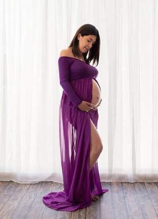 Vestido longo mom ensaio gestante maternidade gravida