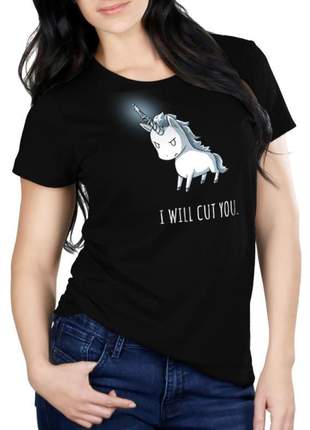 Camiseta feminina unicornio - i will cut you