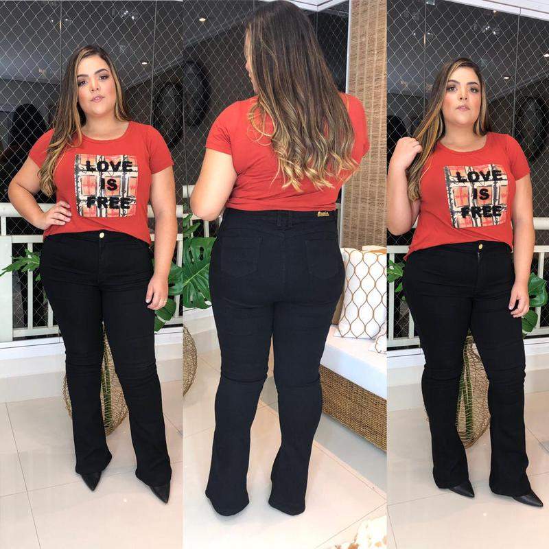 calça jeans preta feminina plus size
