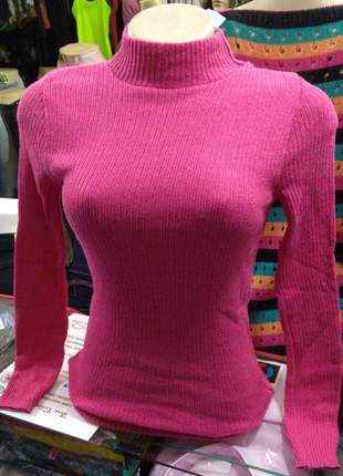 Cacharrel blusa feminina tricot manga longa gola careca