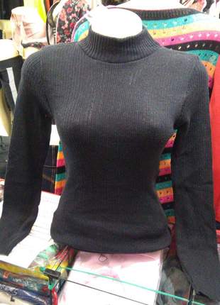 Cacharrel blusa feminina tricot manga longa gola careca
