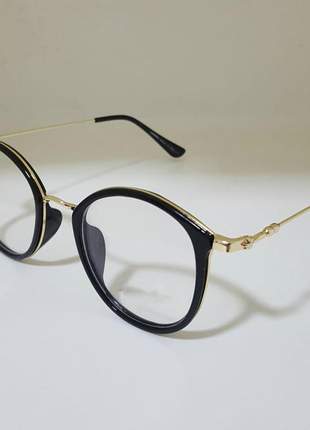 Óculos de grau feminino armação geek black/gold d-33 garantia