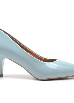 Sapato social feminino scarpins azul pistache salto baixo fino